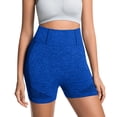 thumbnail image 2 of Women's High Waisted Yoga Shorts, Tummy Control Booty Lifting Workout Shorts, Compression Running Gym Shorts for Women, Athletic Fitness Shorts Blue XL, 2 of 9