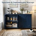 thumbnail image 5 of Atumcto Farmhouse Sideboard Buffet Cabinet, 4-Door Storage Credenza with Curved Raised Panel Doors, Blue, 5 of 10