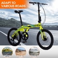 thumbnail image 4 of 20" Aluminium Alloy Frame 8 Speed Folding Bike with Shifter and Rear Derailleur, City Bicycle with Anti-Slip and Wear-Resistant Tyre, Disc Brake for Highway Muddy Road Mountain Path, Bright Yellow, 4 of 6