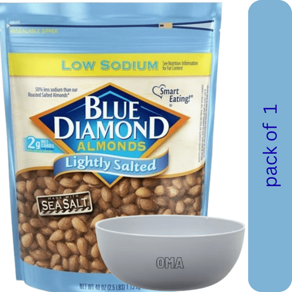 Blue Diamond Lightly Salted Whole Almonds, 40 oz. with bowl by OMA