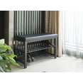 thumbnail image 6 of Entryway Shoe Rack with Cushioned Seat, 2 Shelves Storage Bench w/Faux Leather Top, Black, 6 of 6