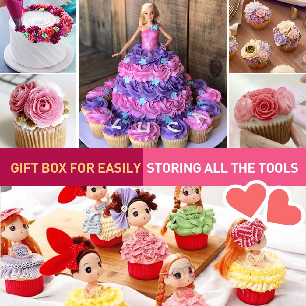 Cake Decorating Supplies - 68 Pcs Cake Decorating Kit with 32 Numbered Icing Tips, 7 Korean Piping Tips, 21 Pastry Bags, 3 Cream Scrapers Baking Tools for Cake Lovers