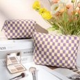thumbnail image 4 of Pakyozj 2 Pieces Makeup Bag Large Checkered Cosmetic Bag Capacity Canvas Mix Travel Toiletry Bag Organizer Cute Makeup Brushes Aesthetic Accessories Storage Bag for Women, 4 of 6