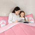 thumbnail image 4 of Manfei Girly Pink Cat Paw Bedding Comforter Set 7pcs, Kawaii Kitten Lover Queen Bedding Sets, Cartoon Cute Animal Reversible Queen Sheet Sets, Ultra Soft Home Decor, 4 of 7