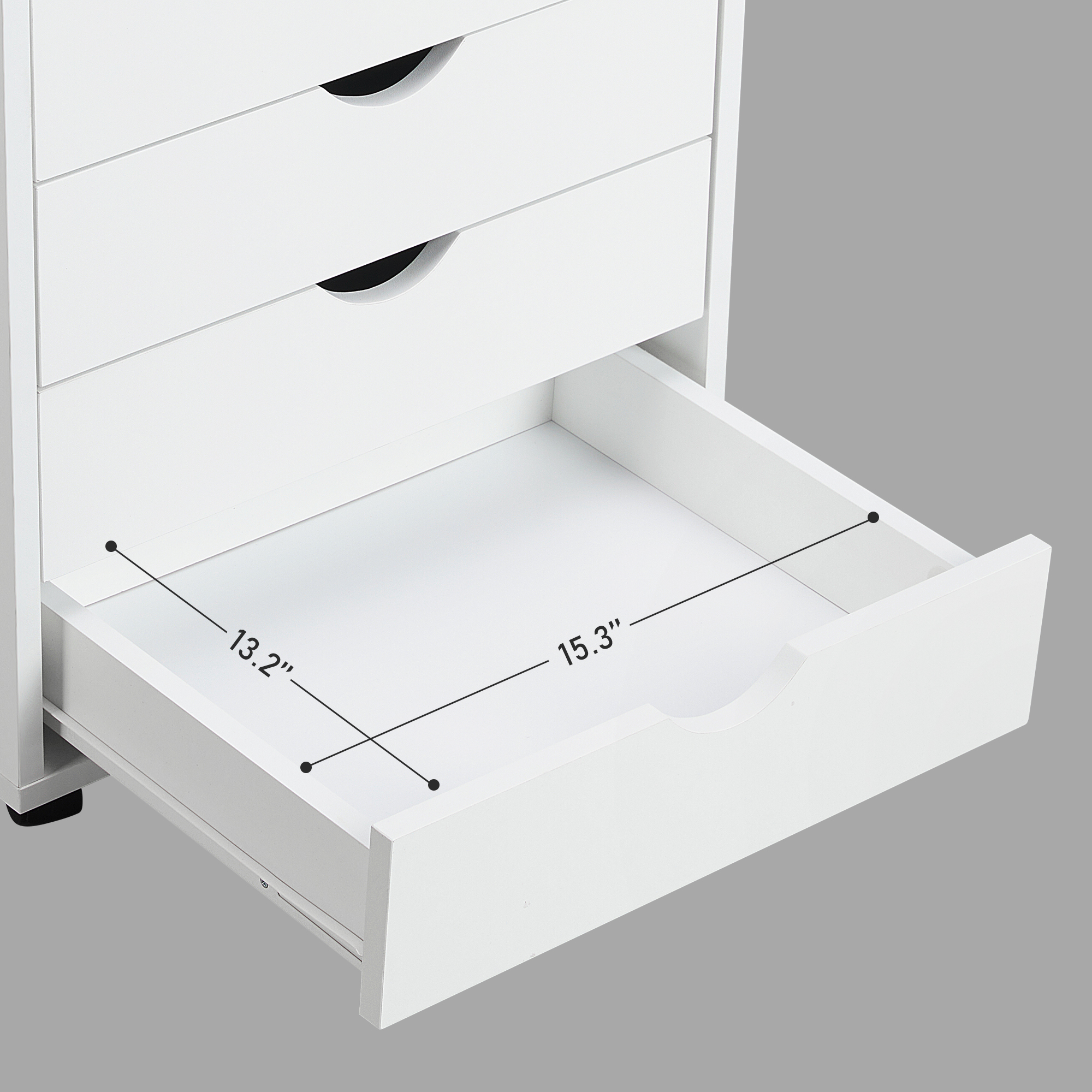 EDX 5-Drawer Dresser with Wheels, White photo 3