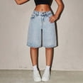 thumbnail image 5 of ZHANGDER Girls Jean Shorts Baggy Wide Leg Cute Retro Washed Denim Shorts for Teen Girl Trendy Y2K Distressed Streetwear, Blue 14 Years, 5 of 8