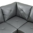 thumbnail image 5 of Hommoo Faux Leather Sectional Sofa, Mordern 4-Seat L-Shaped Couch for Small Space Living Room, Apartment, Office, Dark Grey(Without Ottoman), 5 of 6