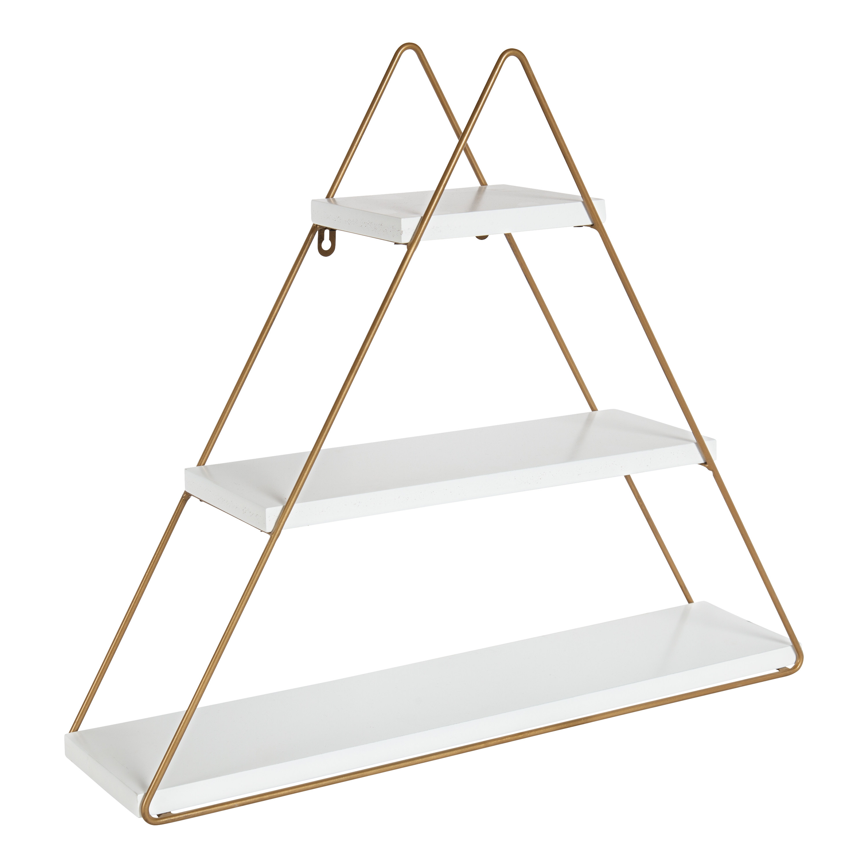 Kate and Laurel Tilde Metal Wall Shelves, 25 x 21, White and Gold, Three-Shelf Wall Organizer - image 1 of 6