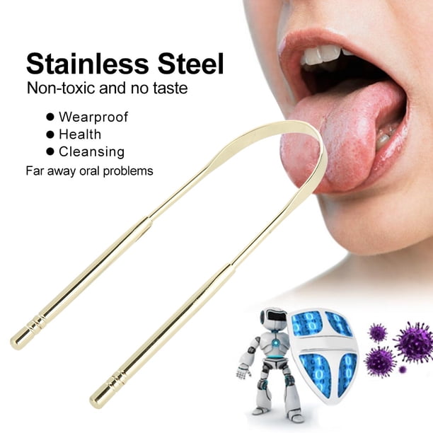 Lengua 304 Acero Inoxidable Lengua Fresca Limpiador Raspador Cuidado Higiene Cuidado Herramientas Oro