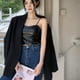 thumbnail image 5 of Top de tubo de cuero sin mangas, top de cuero de PU para mujer, top de cuero con tirantes finos, camisola de cuero con tirantes finos, rendimiento confiable, 5 of 9
