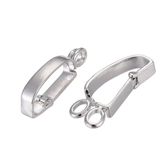Brass Donut Bails Donuthalter Fit For Pi Disc Pendants Jewelry Making Nickel Free Platinum 30x9mm Hole: 3.5x5mm Inner Size(Place for Donut) : 19.5x5mm