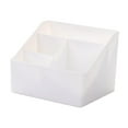 thumbnail image 3 of Caja de almacenamiento de escritorio, estuche de maquillaje con 4 compartimentos, organizador de mesa Blanco, 3 of 9