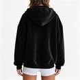 thumbnail image 4 of Sewkxo Womens Velour Zip Up Hoodie Long Sleeve Fall Oversized Hooded Sweatshirt Y2K 2026 Jacket with Pockets,Black S, 4 of 6