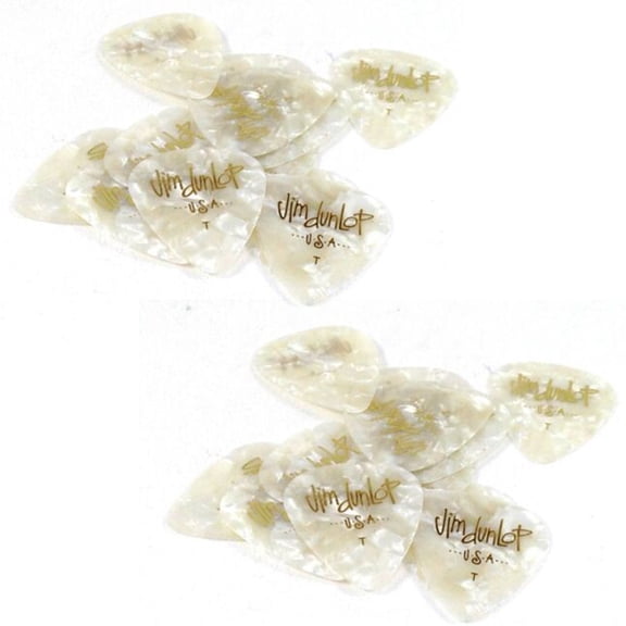Dunlop Guitar Picks 24 Pack Celluloid White Pearl Thin