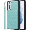 thumbnail image 6 of for Galaxy S21 Wallet Case with RFID Blocking Card Holder for Girls Women,Premium PU Leather Magnetic Buttons Portrait Stand Wrist Strap Case for Samsung Galaxy S21 5G 6.2 Inch,Mandala Green, 6 of 16