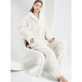 thumbnail image 7 of Women' s Fluffy Pajamas Set Fleece Pullover Pants Loose Plush Sleepwear 2 Piece Pjs Set Warm Loungewear Fuzzy, 7 of 7