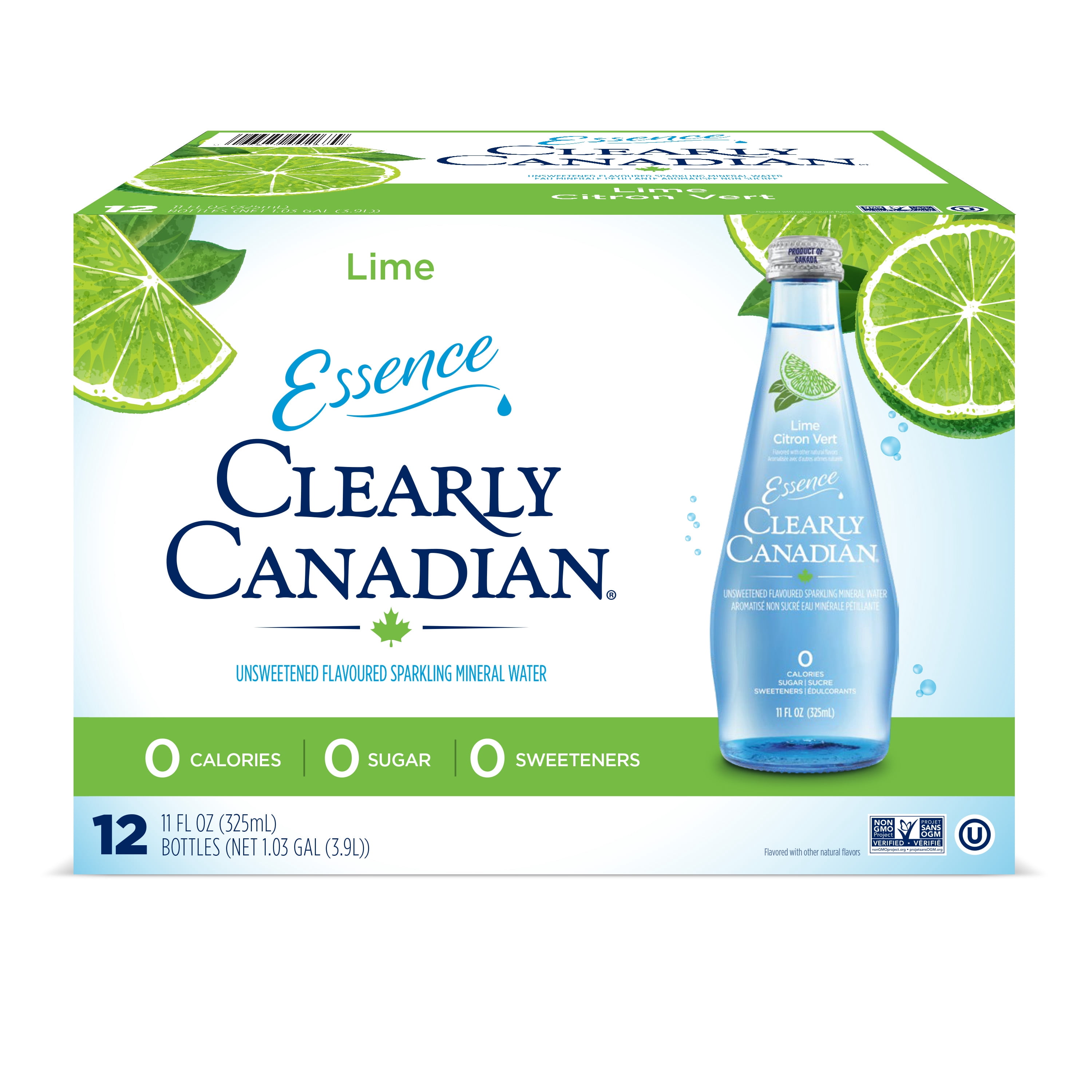 Clearly Canadian Sparkling Mineral Water Lime Essence with No Allergens