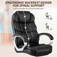 thumbnail image 5 of HYJY Office Chair High Back Computer Desk Chair, PU Leather Adjustable Height Modern Executive Swivel Task Chair with Padded Armrests and Lumbar Support (Black), 5 of 16