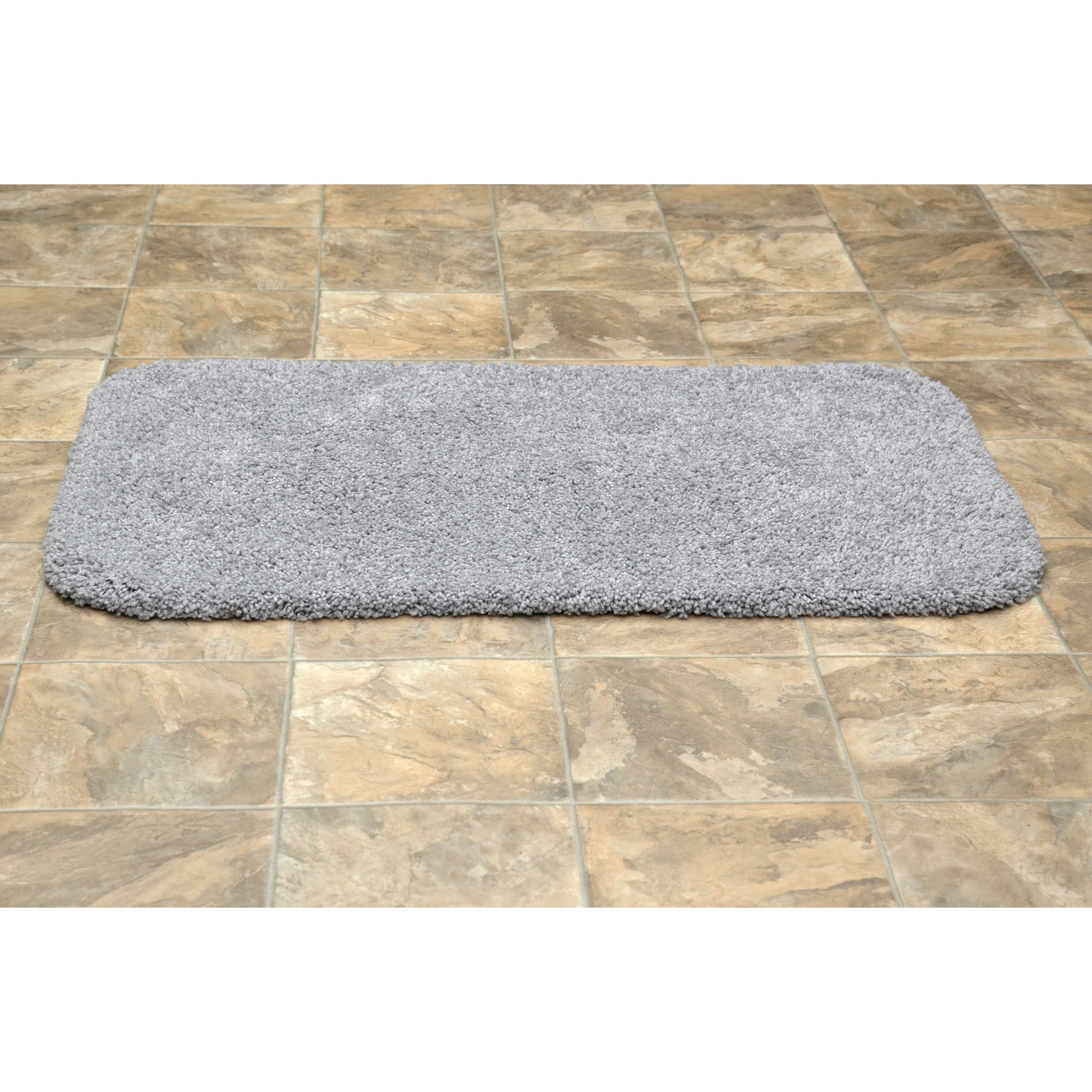 Garland Rug Serendipity Washable Nylon Platinum Gray Bath Rug, 24" x 40"
