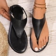 thumbnail image 5 of KIJBLAE Women's Plus Size Solid Color Clip Toe Flat Sandals, Minimalist Casual Design, Lightweight Comfortable Outdoor Beach Shoes Black 38, 5 of 9
