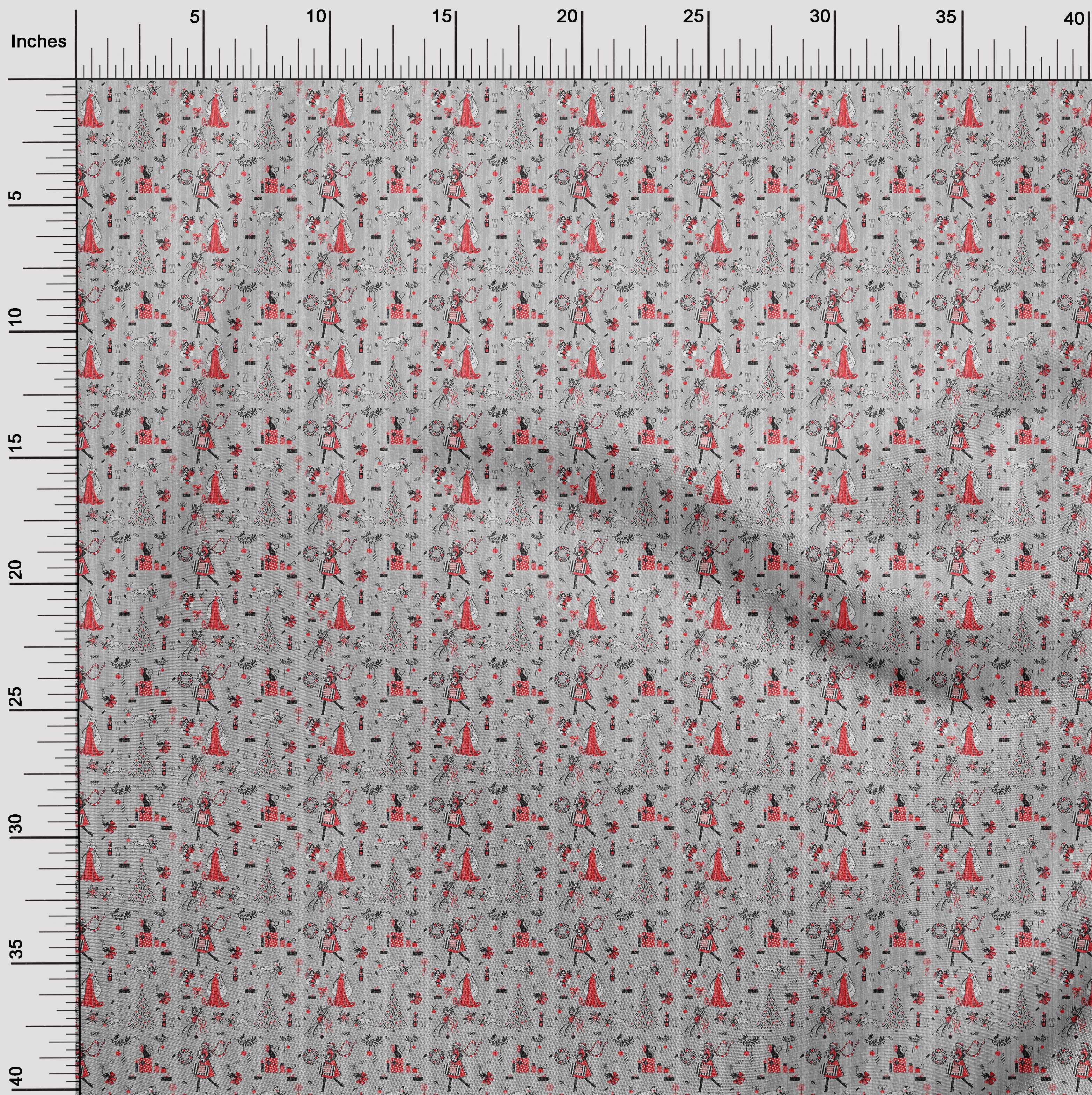 oneOone Cotton Silk Gray Fabric Christmas Sewing Craft Projects Fabric Prints By Yard 42 Inch Wide