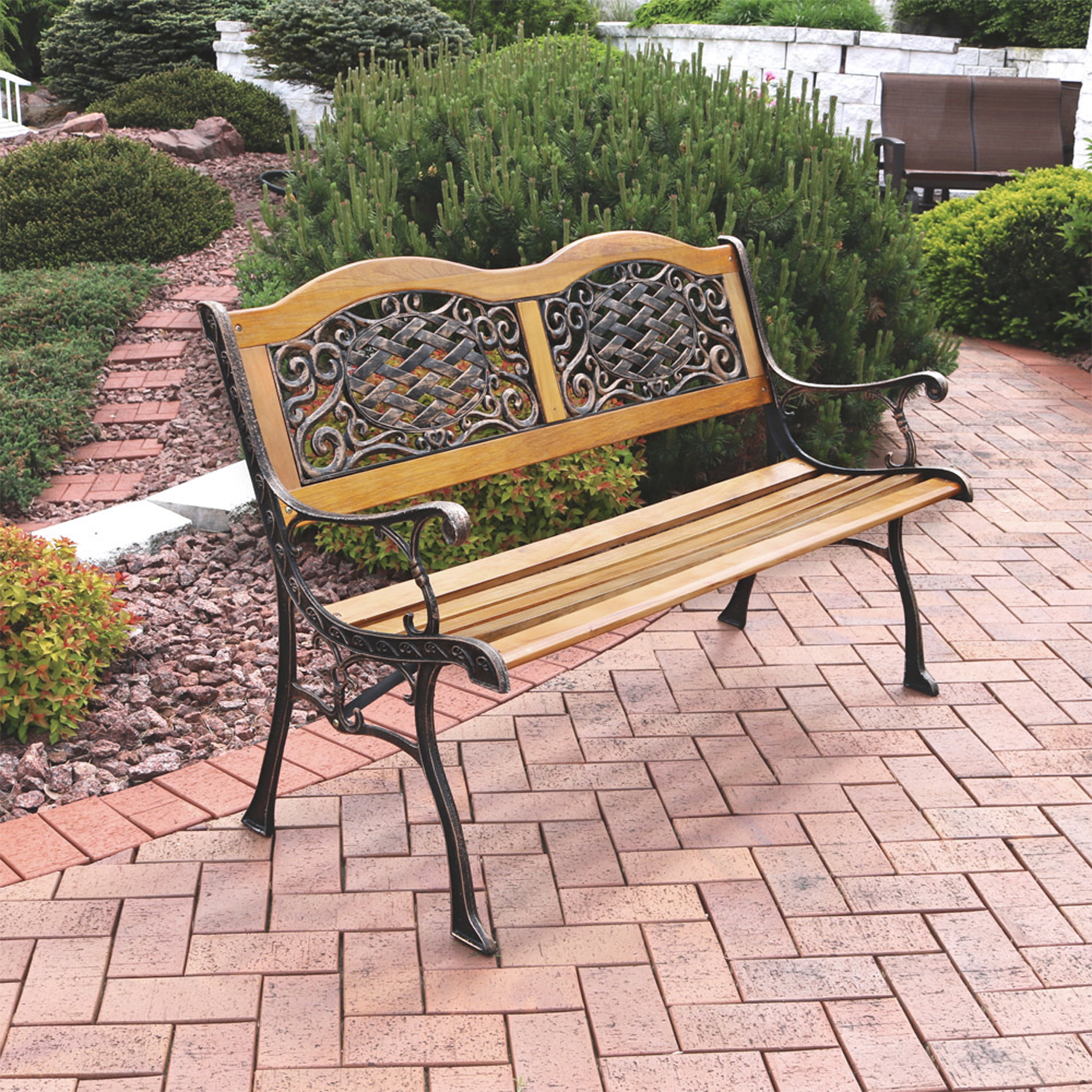 Cast iron and wood garden bench online