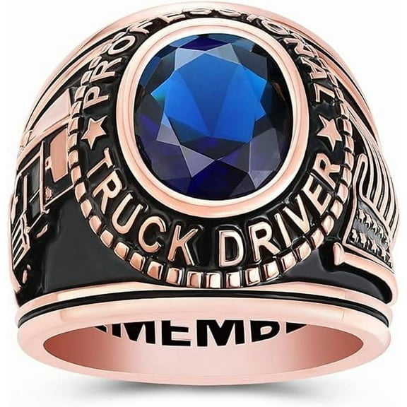 Custom Class Rings Fully Personalized Class Rings for Men Cubic Zirconia Birthstone Sterling Silver Rings Class Rings for Men High School Size 5-15 Men's High School Class Rings