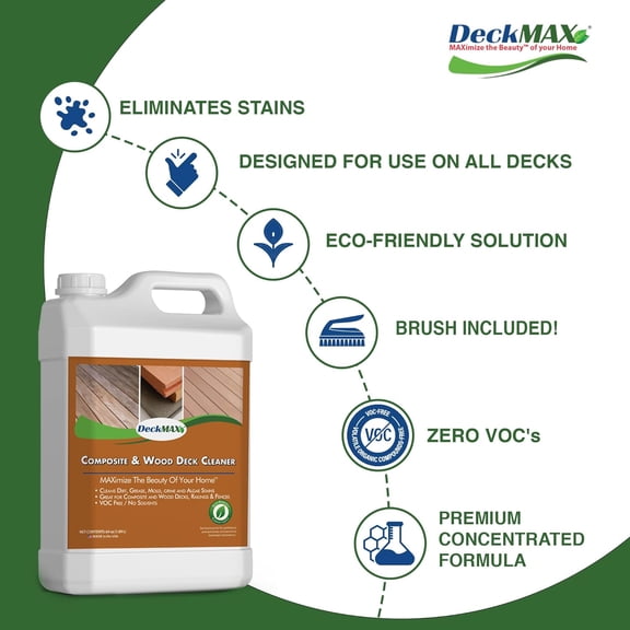 Premium Deck Cleaner Kit | Deck Cleaner and Mildew Remover | Cleans up to 1,500 Sq. Ft. | Safe for Trex, Timbertech & Wood Decking | Powerful & -Friendly Deck's Cleaning Solution