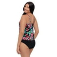 thumbnail image 2 of Trimshaper Women's Ronnie Two Tier Ruffle Plus Floral Tankini Swim Top - Blooming Beauty, 2 of 3
