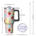 thumbnail image 2 of 40oz Pioneer Flower Floral Print Pattern Insulated Tumbler with Handle, BPA-Free Leak Proof Lid and Straws, Double Wall Vacuum, Hot 12h/Cold 34h, 2 of 6