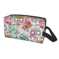 thumbnail image 2 of Goofa Skull and Flowers Printed Toiletry Bag with Handle,Large Capacity Travel Makeup Cosmetic Bag for Women, Carry on Airport Airline Compliant Bag, 2 of 9