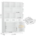 thumbnail image 4 of Hiphuta 71" Tall Bookcase with 3 Drawers and Doors, 43" Wide Farmhouse Bookcase with 8 Open Compartments for Office Living Room, White, 4 of 7