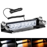 AUTOXBERT 8 LED Emergency Strobe Light Hazard Warning Strobe Lamp w/ Suction Cup for Car Truck
