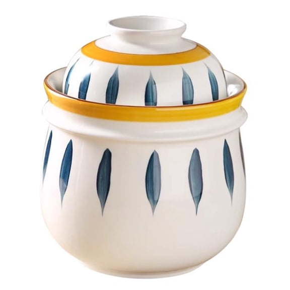 Fermentation Crock Jar, Ceramic Storage Kimchi Jar,Stoneware Pot With Water Seal for Kimchi Sauerkraut Pickled Egg