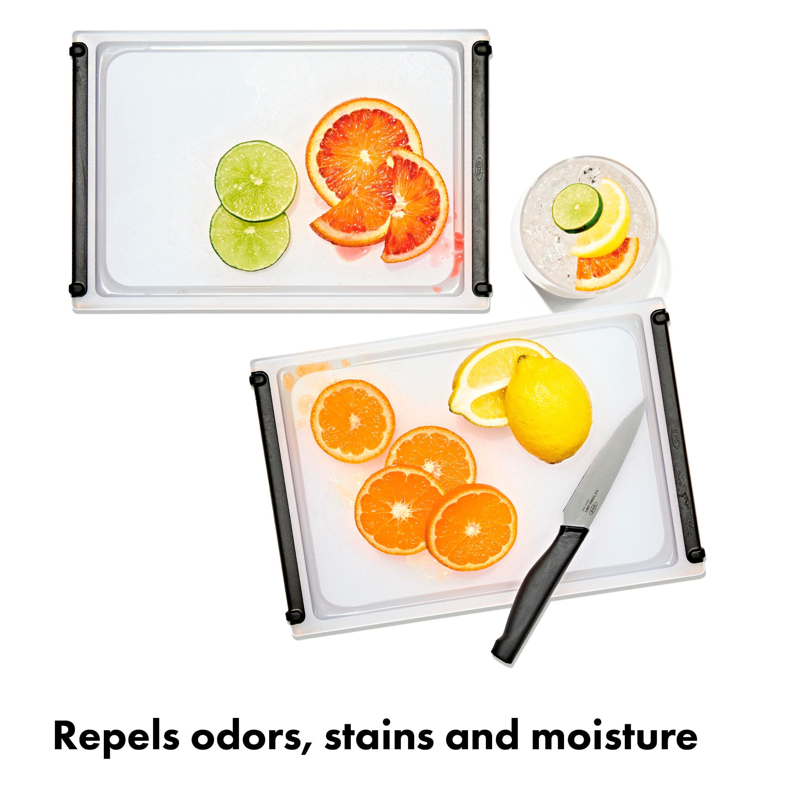 OXO Non-Slip Small Plastic Cutting Board with Juice Groove, Dishwasher Safe Kitchen Cutting Board for Fruits, Vegetables & Everyday Food Prep, 2 pack, 10.9 x 7.3 Inch