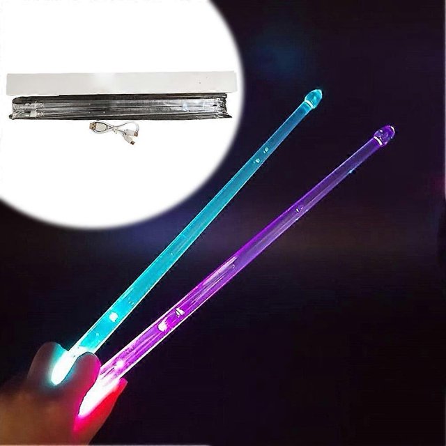 Rechargeable Luminous Drumsticks 15 Color Changing LED Drumsticks for Drummers