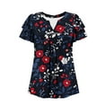thumbnail image 5 of Paiyanr Women Tunic Tops Casual V-Neck Short Sleeve Shirts Floral Blouses Loose Summer Tops, 5 of 7