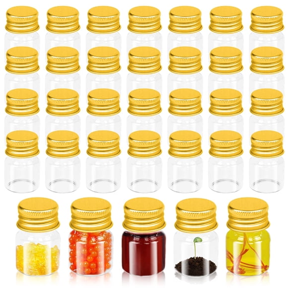 Frascos de Vidrio ZSDRTYU Paquete de 100 Mini Frascos de 5 ml con Tapa Dorada