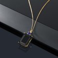 thumbnail image 4 of Gem Stone King 18K Yellow Gold Plated Silver Black Onyx and Blue Created Sapphire Pendant Necklace for Women | 15.33 Cttw | Gemstone December Birthstone | Emerald Cut 18X13MM | With 18 inch Chain, 4 of 4