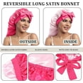thumbnail image 3 of AWAYTR Long Satin Bonnet - Double Layer Reversible Silk Bonnet for Long Hair Women Sleeping Cap with Tie Band, 3 of 7