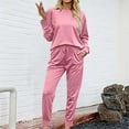 thumbnail image 2 of MSJUHEG Womens Loungewear Set Satin Pajama Set for Women Sets for Women 2 Jogger Pajama Long Sleeve Pants Loungewear Sweatsuits Casual Matching Outfits Womens Pajamas Pink M, 2 of 3
