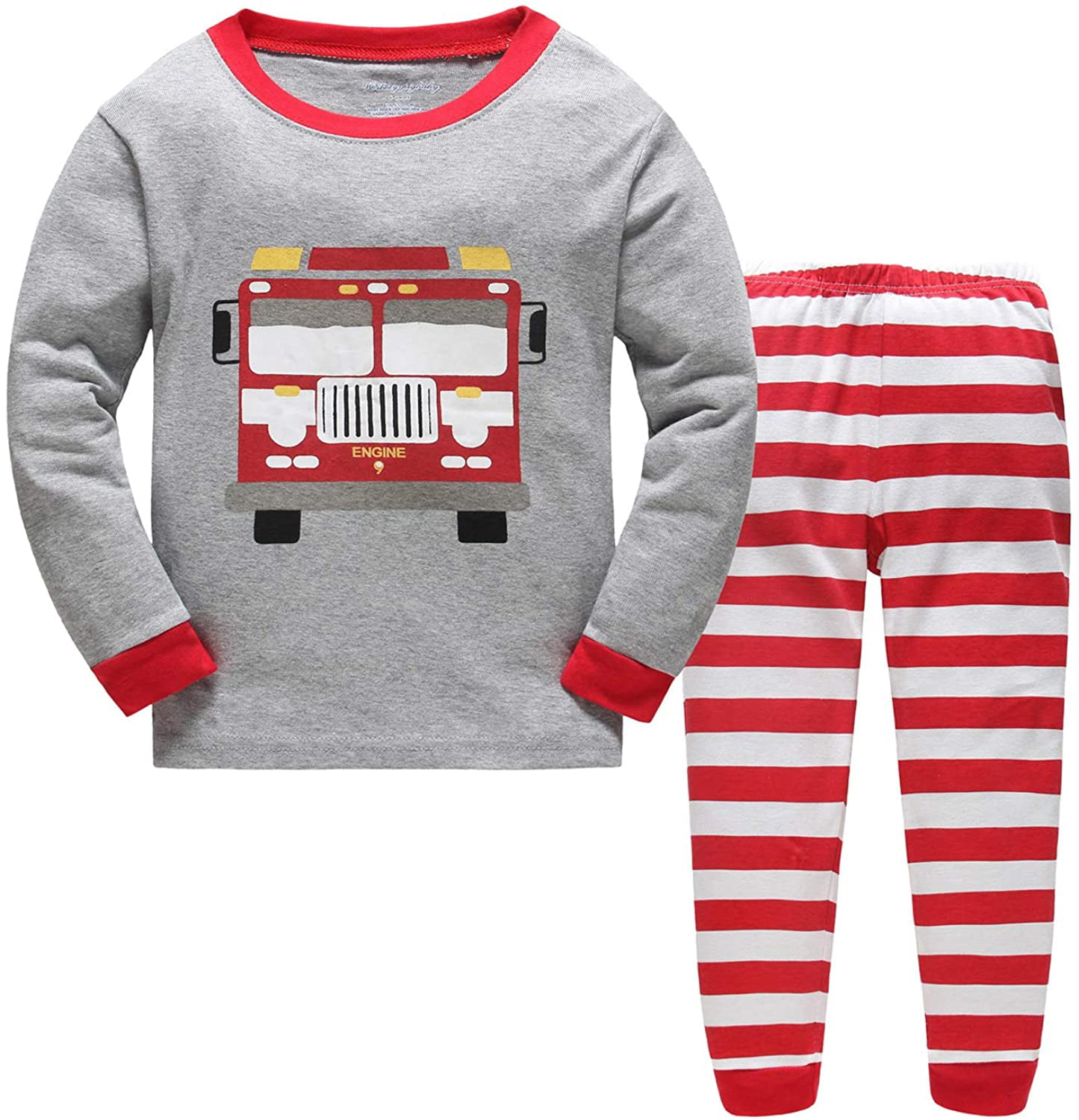 Little Hand Toddler Boys Pajamas Train 100% Cotton Fire Truck Pajama Boy Airplane 2 Piece Pjs Sets Clothes 1-7 T 