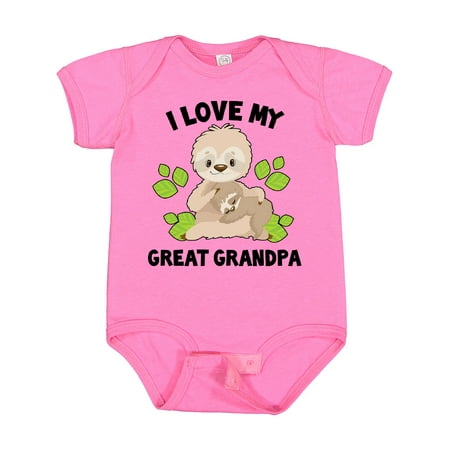 

Inktastic Cute Sloth I Love My Great Grandpa with Green Leaves Gift Baby Boy or Baby Girl Bodysuit