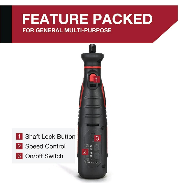Hyper Tough 8V MAX Cordless Rotary Tool, Non-removable 1.5 Ah Battery with Charger, 40 Piece Accessory Kit & Plastic Storage Case Hyper Tough 8V MAX Cordless Rotary Tool, Non-removable 1.5 Ah Battery with Charger, 40 Piece Accessory Kit & Plastic Storage Case