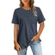 thumbnail image 2 of Tops para adolescentes,Camiseta informal de manga corta para mujer, cuello redondo, tejido ligero de imitación de tejido de barco, corte regular para uso diario, sopatenor, 2 of 8