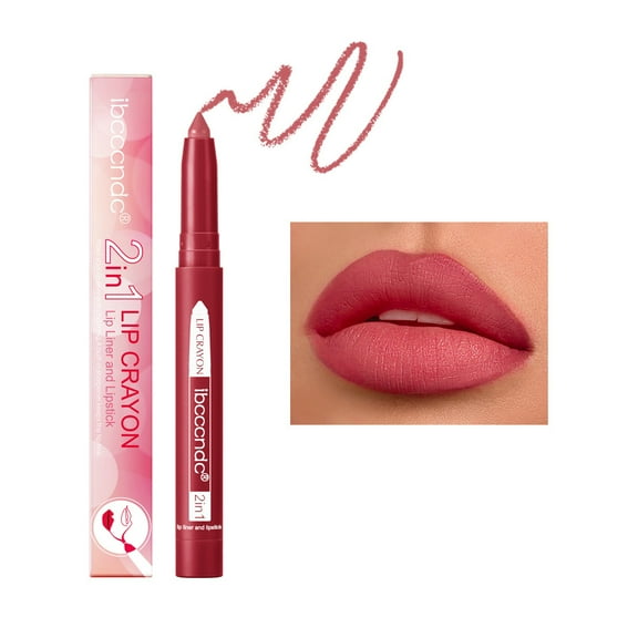 Lip Liner, Matte Lipstick, Two In One Rotating Lip Crayon with Built-In Sharpener, Easy To Apply Full Coverage Long-Lasting Lip Makeup Tool