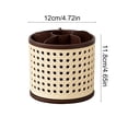 thumbnail image 3 of Rotating Rattan Texture Storage Organizer Desk Pen Holder Makeup Brush Vanity Container, 3 of 6