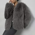 thumbnail image 2 of Stichou Womens 2025 Winter Coats Fluffy Cropped Faux Fur Jacket Long Sleeve Open Front Shaggy Outerwear Trendy Clothes Dark Gray XL, 2 of 9