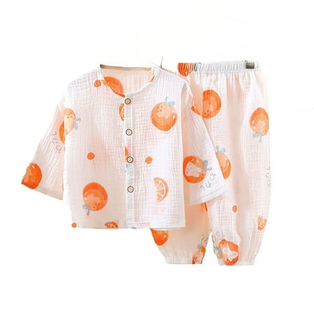 

GUNIA Kids Baby Boys Girls Pajamas Pure Thin Long Sleeve Summer Pure Home Clothes New Leisure And Fashion Homewear Sleepwear Sets For Daily Life Style