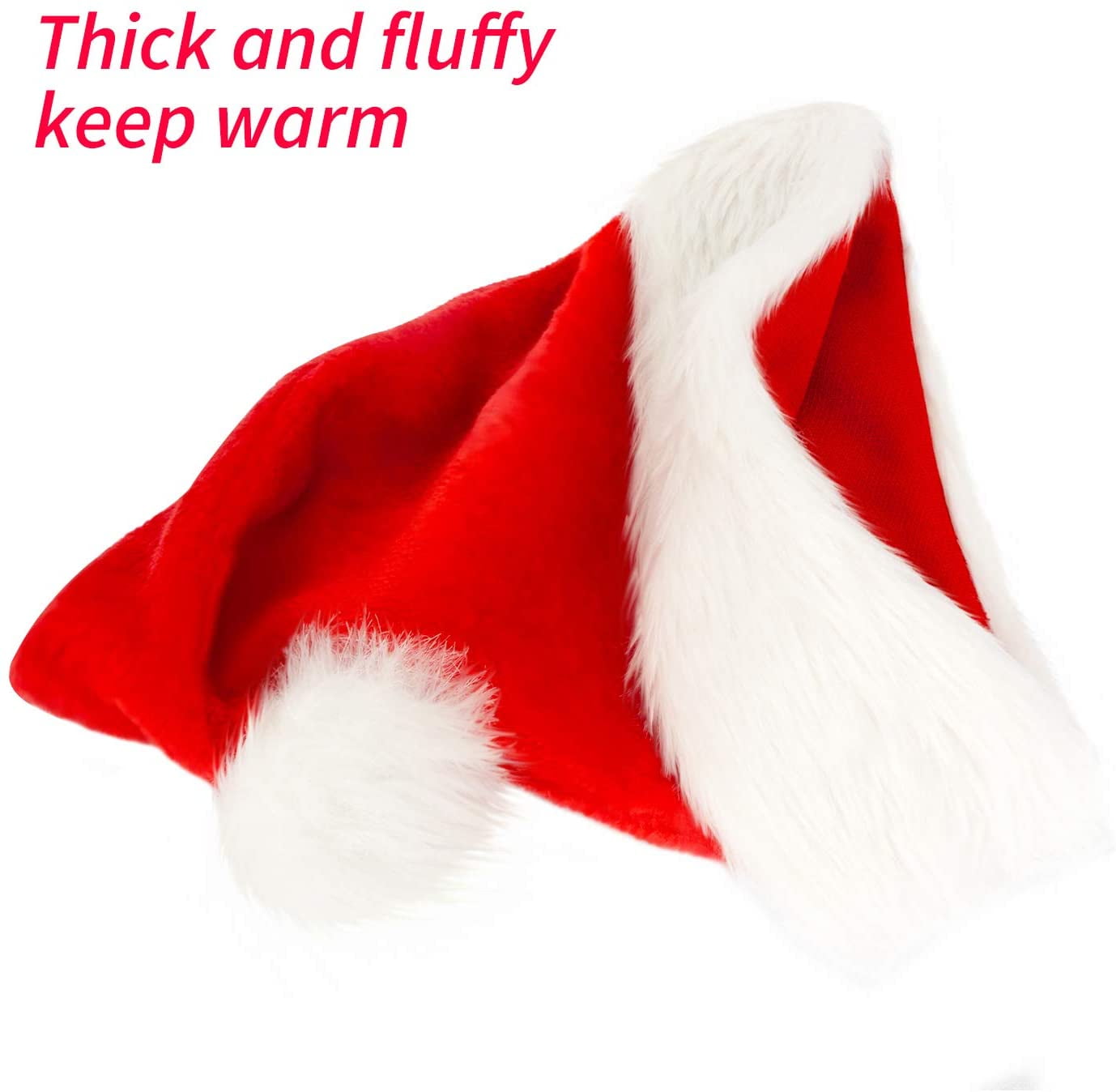 EMAGEREN 2 Pcs Santa Hat Unisex Christmas Hat Soft Plush Xmas Holiday Hat Thicken Classic Fur Xmas Santa Hat Father Christmas Hat Velvet Comfort Santa Claus Hats for Christmas New Year 30*43cm Adult
